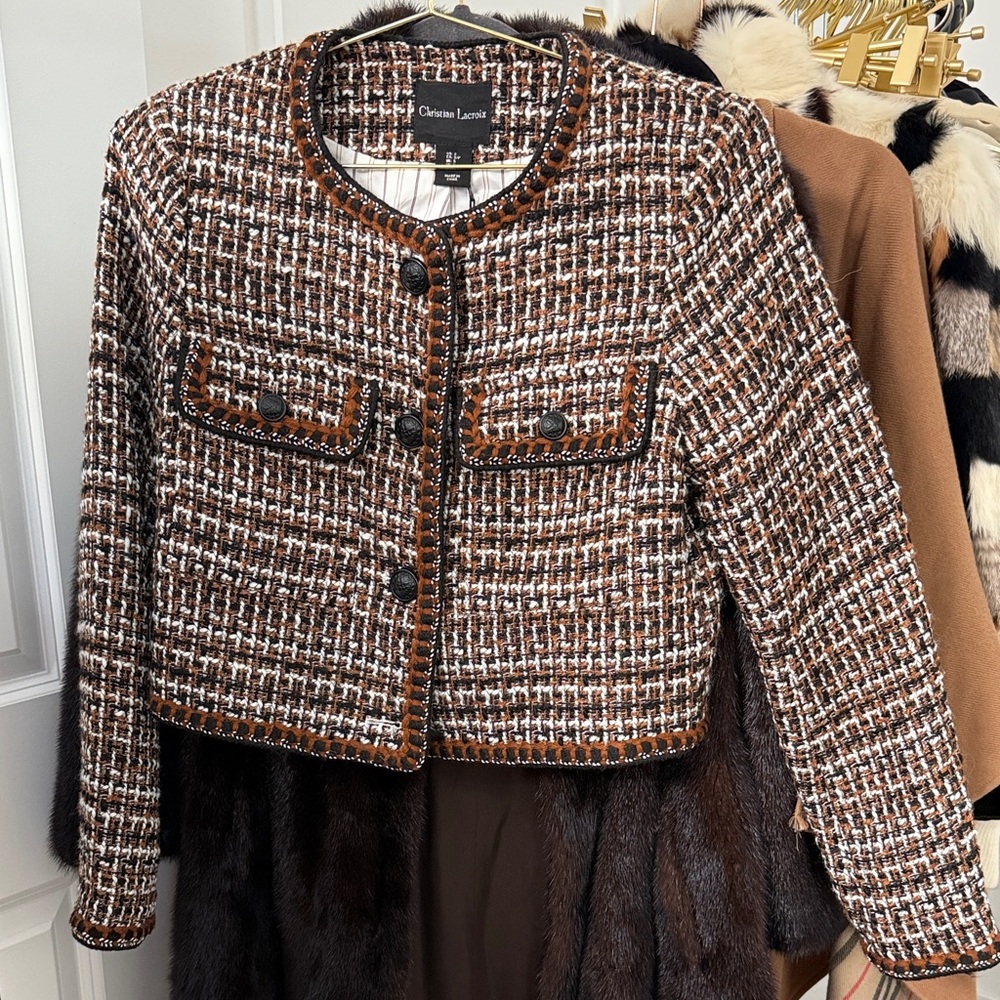 Christian Lacroix Brown and White Tweed Blazer